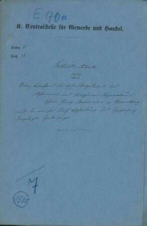 Patent des Schreiners und Maschinenreparateurs Johann Georg Baumann in Ravensburg auf die von ihm durch Beschreibung und Zeichnung dargelegte Zinkensäge