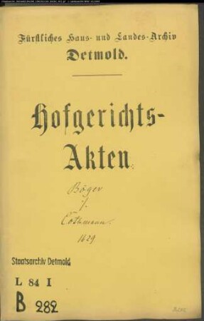 Böger, Johann Henrich, Dr. jun. gegen Franz Cothmann - Rückständige Advokaturgebühr