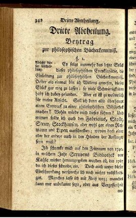Dritte Abtheilung. Beytrag zur philosophischen Bücherkenntniß.