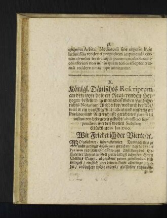 X. Königl. Dänisches Rescriptum an den von beiden Regierenden ...