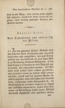 Fünfter Titel. Von Testamenten und andern letzten Willen.