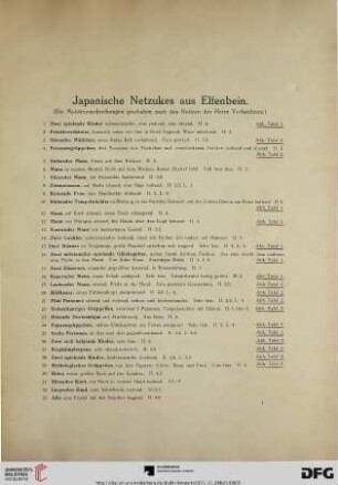 Japanische Netzukes aus Elfenbein (Nr. 1-241)