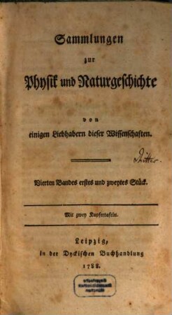 Sammlungen zur Physik und Naturgeschichte. 4. 1788/92