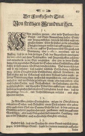 Der Funffzehende Titul. Von strittigen Grundmarchen
