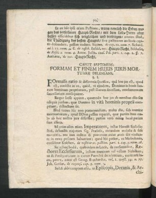 Caput Septimum; Formam Et Finem Huius Iuris Mortuarii Delineans