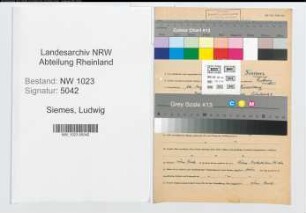 Entnazifizierung Ludwig Siemes , geb. 16.08.1897 (Lehrer)