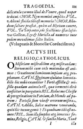 Actvs IIII. Religio, Catholicus.