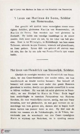 Het leven van Hendrick van Steenwijck, Schilder