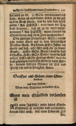 Seuffzer und Gebete eines Sterbenden.