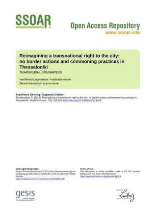 Reimagining a transnational right to the city: no border actions and commoning practices in Thessaloniki
