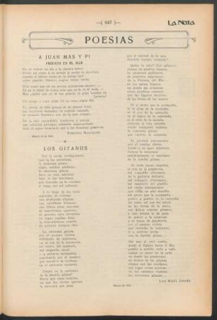 Poesias : Perdido en el mar [y] Los gitanos