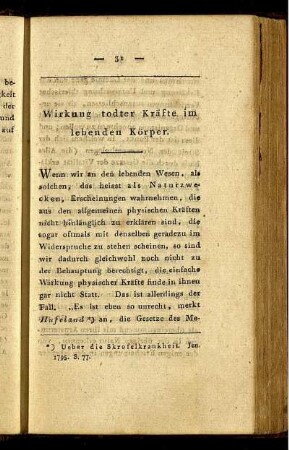 Wirkung todter Kräfte im lebenden Körper.