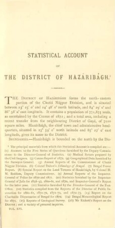 Statistical account of the District of Hazáribágh