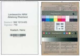 Entnazifizierung Heinz Koelsch , geb. 25.12.1919 (Artist)