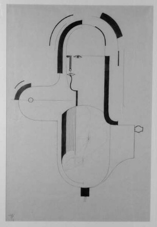 Halbfigur mit schwarzbetonten Linien