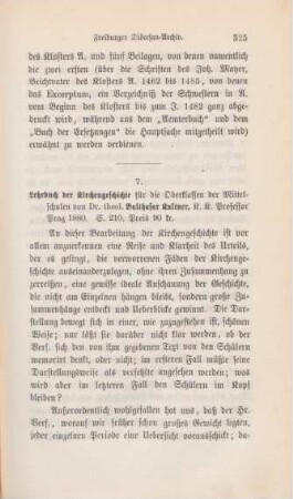 325-327 [Rezension] Kaltner, Balthasar, Lehrbuch für Kirchengeschichte