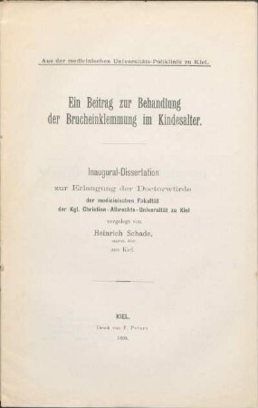 Ein Beitrag zur Behandlung der Brucheinklemmung im Kindesalter