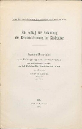 Ein Beitrag zur Behandlung der Brucheinklemmung im Kindesalter