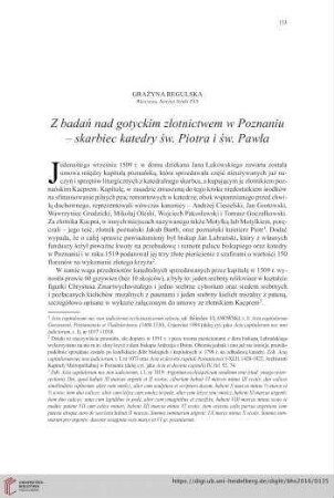 78: Z badań nad gotyckim złotnictwem w Poznaniu  skarbiec katedry ¬św. Piotra i ¬św. Pawła