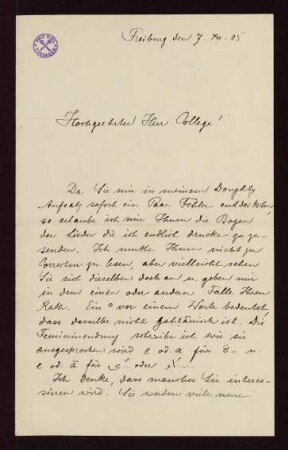 Brief vom 07.12.1905