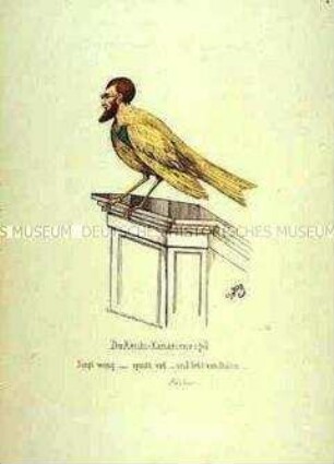 Der Reichskanarienvogel - Karikatur auf den Abgeordneten der Frankfurter Nationalversammlung Rösler