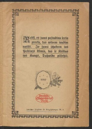 8.1917: Lettisches Flugblatt für Kriegsgefangene