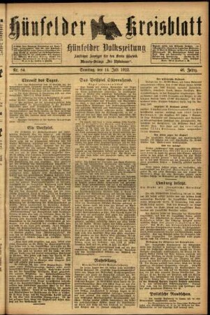 Ausgabe vom Samstag, den 14. Juli 1923.