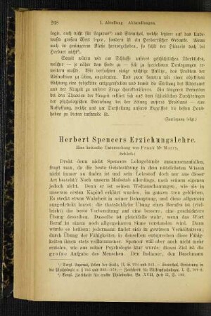 Herbert Spencers Erziehungslehre : eine kritische Untersuchung ; (Schluß)