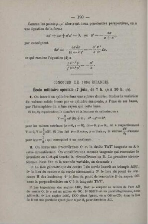 CONCOURS DE 1894 (FRANCE).