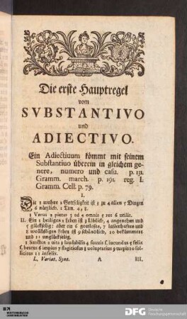 Die erste Hauptregel vom Substantivo und Adiectivo.