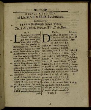 Disputatio XXIV. ad Lib. XLVII. - XLIIX. Pandectarum