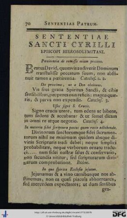 Sententiae S. Cyrilli.