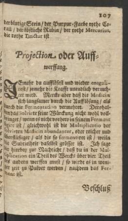 Projection oder Auffwerffung.