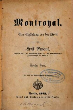 Montroyal : eine Erzählung von der Mosel. 2, Dornröschen
