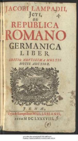 Jacobi Lampadii, ICti, De Republica Romano Germanica Liber