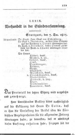 79. Sitzung, Stuttgart, 7.12.1815