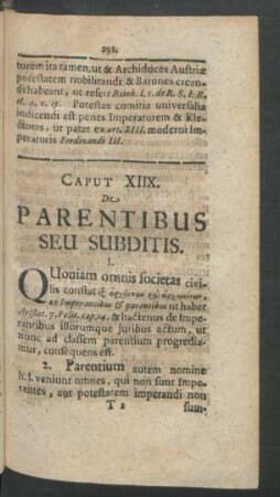 Caput. XIIX. De Parentibus Seu Subditis