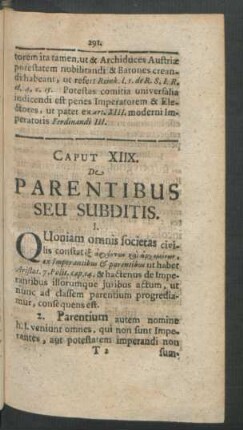 Caput. XIIX. De Parentibus Seu Subditis