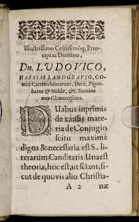 Illustrissimo Celsissimoq Principi ac Domino, Dn. Ludovico, Hassiæ Landgravio [...]