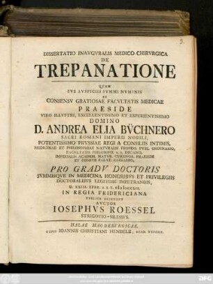 Dissertatio Inavgvralis Medico-Chirvrgica De Trepanatione