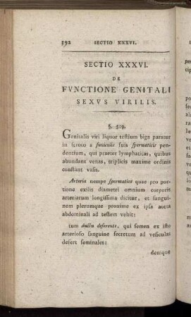 Sectio XXXVI. De Functione Genitali Sexus Virilis
