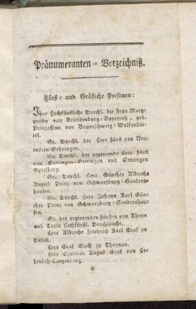 Pränumeranten-Verzeichniß.