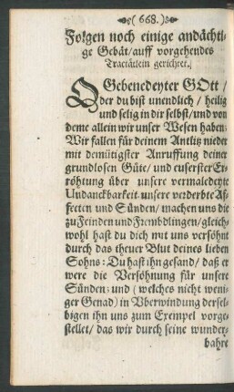 Folgen noch einige andächtige Gebät/ auff vorgehendes Tractätlein gerichtet.