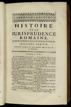 Seconde Partie, Contenant le progrès des Loix pendant toute la durée de la République.