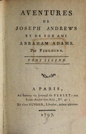 Aventures De Joseph Andrews Et De Son Ami Abraham Adams, 2