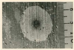Bohrkern der Tiefenbohrung Freital (F 9), Teufe (Tiefe im Bergwerk) 229,80-232,70 m, 1,60 m unter Kopf. Unteres Vulkanitfanglomerat; Bleichhof. Bannewitz-Boderitz, Bohrpunkt südlich des letzten Hauses, östlich der Straße zum Marienschacht