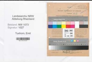 Entnazifizierung Emil Tuxhorn , geb. 07.10.1891 (Dreher)