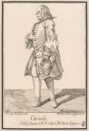 Curiale (Giuseppe Alessandro Ascani, Rechtsanwalt), Bl. 11 der "Raccolta di XXIV Caricature", Dresden 1750