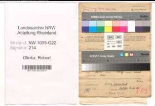 Entnazifizierung Robert Glinka , geb. 12.03.1909 (Metzger)