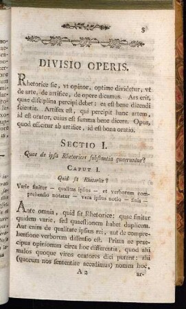 Sectio I. Quae de ipsa Rhetorices substantia quaeruntur?
